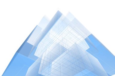 Soyut geometrik mimari arkaplan, 3 boyutlu illüstrasyon       