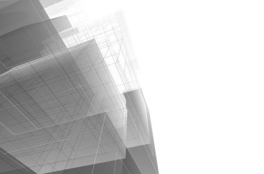 Soyut geometrik mimari arkaplan, 3 boyutlu illüstrasyon       