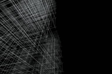 Soyut geometrik mimari arkaplan, 3 boyutlu illüstrasyon       