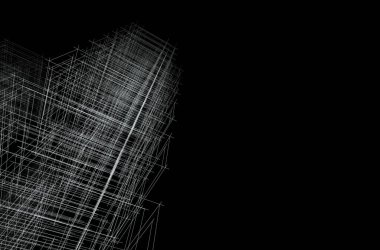 Soyut geometrik mimari arkaplan, 3 boyutlu illüstrasyon       