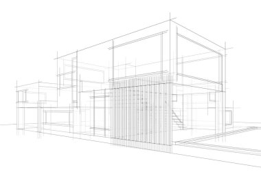 Modern bina çizimi, mimari çizim   