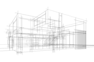 Modern bina çizimi, mimari çizim   
