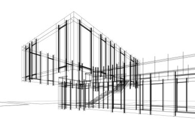 Modern bina çizimi, mimari çizim   