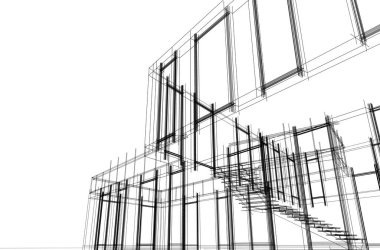 Modern bina çizimi, mimari çizim   