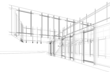 Modern bina çizimi, mimari çizim   