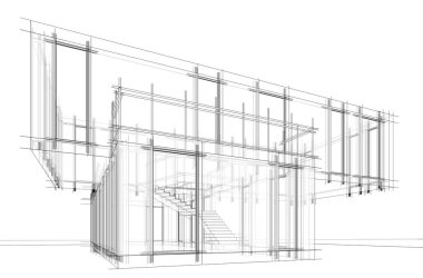 Modern bina çizimi, mimari çizim   