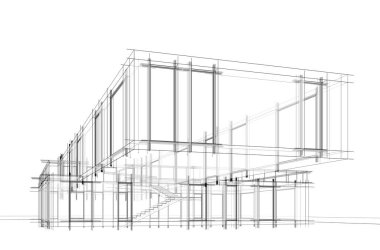 Modern bina çizimi, mimari çizim   