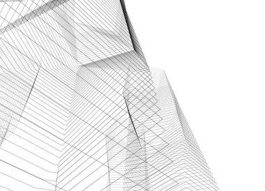 Soyut geometrik mimari binaların 3D çizimi