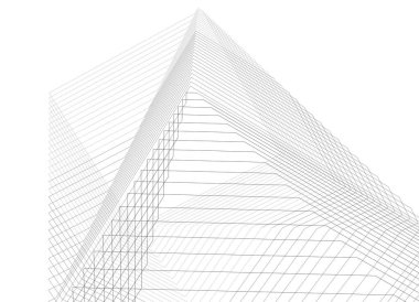 Soyut geometrik mimari arkaplan, 3 boyutlu illüstrasyon       