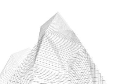 Soyut geometrik mimari arkaplan, 3 boyutlu illüstrasyon       