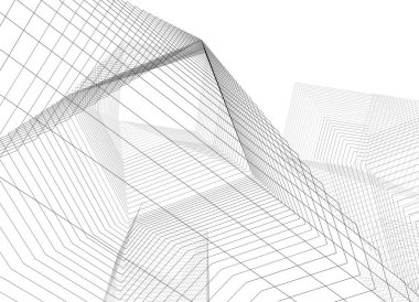 Beyaz arkaplanda minimalist tarzda 3D gökdelen tasarımı 