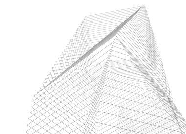 Soyut geometrik mimari arkaplan, 3 boyutlu illüstrasyon       