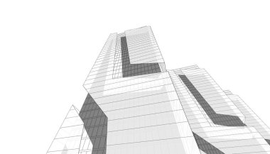 Mimari Bina 3D illüstrasyon, 3D görüntüleme