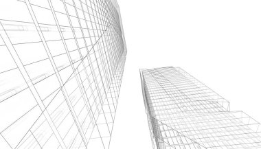 Mimari Bina 3D illüstrasyon, 3D görüntüleme