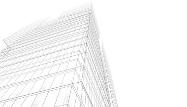 Mimari Bina 3D illüstrasyon, 3D görüntüleme