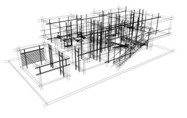Beyaz arkaplanda ev konsepti çizimi