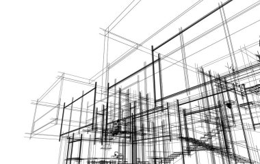 soyut mimari beyaz zemin üzerinde 3 d illüstrasyon