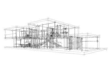 Beyaz arkaplanda ev konsepti çizimi