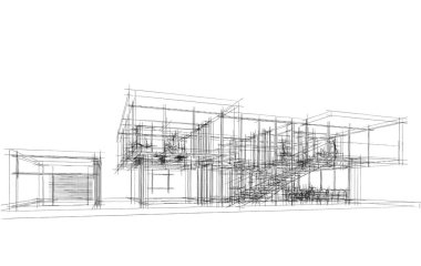 Beyaz arkaplanda ev konsepti çizimi