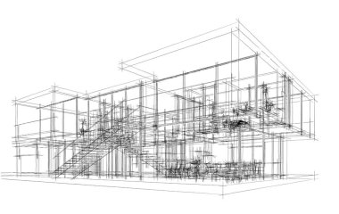 Beyaz arkaplanda ev konsepti çizimi