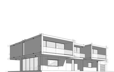 Beyaz arkaplanda ev konsepti çizimi