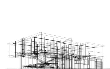 Beyaz arkaplanda ev konsepti çizimi