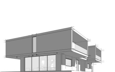 Beyaz arkaplanda ev konsepti çizimi