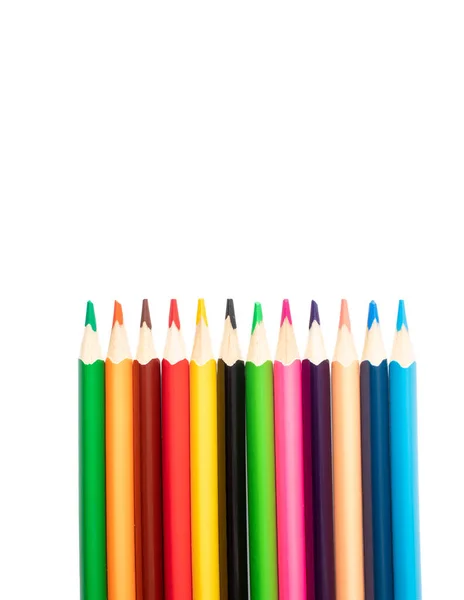 Crayons Couleur Isolés Sur Fond Blanc Gros Plan Ensemble Crayons — Photo