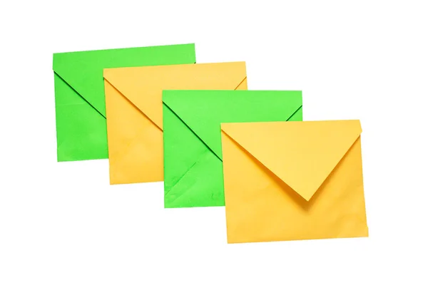 Groene Envelop Een Transparante Achtergrond Envelop Met Een Stickeren Envelop — Stockfoto
