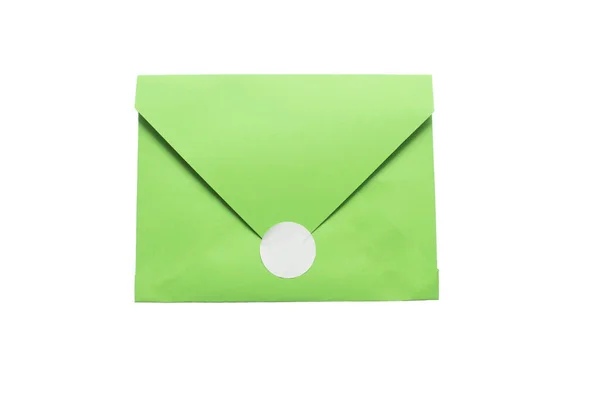 Şeffaf Bir Arkaplanda Yeşil Bir Zarf Şeffaf Bir Arkaplanda Yapışkan — Stok fotoğraf
