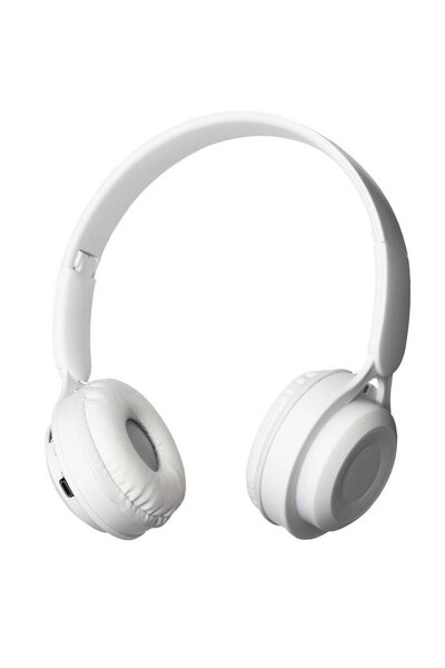 Auriculares Inalámbricos Blancos Aislados Sobre Fondo Blanco Espacio Para Copiar — Foto de Stock