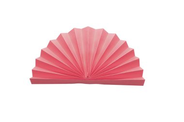 Chinese New Year decoration of pink paper fans isolated on white background