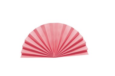 Chinese New Year decoration of pink paper fans isolated on white background