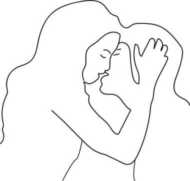 Öpüşen çift. Aşıkların romantik öpücüğü, sanat eseri öpüşmesi erkek ve kadın, aşık çift - vektör. Sevgililer Günü.