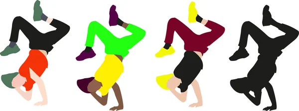 Διανυσματικές Χορεύτριες Έτοιμες Χορεύτριες Νεαρός Που Στέκεται Χέρια Και Χορεύει — Διανυσματικό Αρχείο