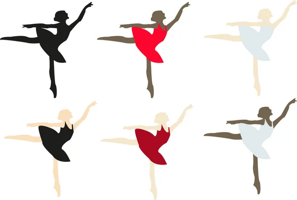 Σετ Vector Ballerina Σιλουέτα Χορεύτρια Μπαλέτο Γυναίκα Μπαλέτο Γυναικείες Σιλουέτες — Διανυσματικό Αρχείο