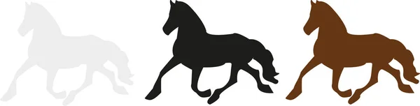 Conjunto Sedutores Garanhões Vetores Preto Castanho Branco Sílhuetas Cavalo Isoladas — Vetor de Stock