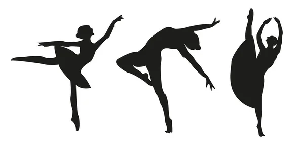 Vector Χορό Γυναικείες Σιλουέτες Που Απομονωμένο Μπαλαρίνα Μπαλέτο Διάνυσμα Χορεύτρια — Διανυσματικό Αρχείο