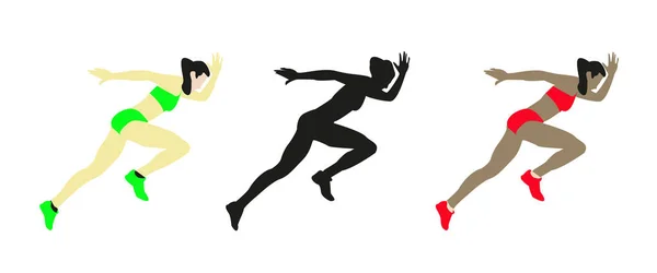 Διάνυσμα Αθλητικά Τρεξίματα Διανυσματικοί Αθλητές Εκτέλεση Γυναίκα Διανυσματική Απεικόνιση Δρομείς — Διανυσματικό Αρχείο