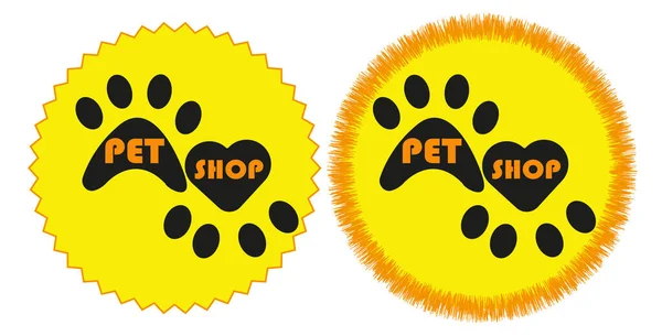 Σχεδιασμός Λογότυπου Κατάστημα Ζώων Ίχνη Γάτας Και Σκύλου Μαύρο Και — Διανυσματικό Αρχείο