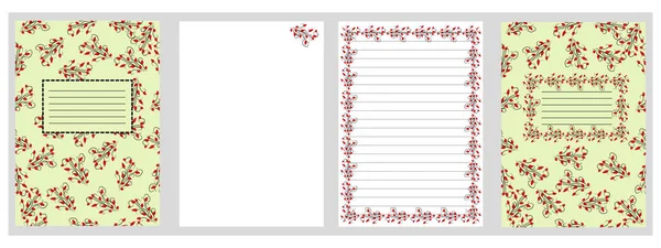 Vektorový Podšívkový Notebook Květinový Design Podšitý Zápisník Ornamentem Větve Stromu — Stockový vektor