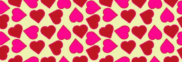 Láska Symbol Vektor Zuřivost Srdce Bezproblémové Vzor Červená Růžová Zuřivost — Stockový vektor