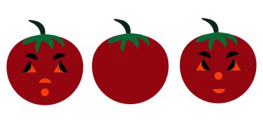 Bay Domates karakteri. Yüzü boyanmış domates. Vektör illüstrasyonu.