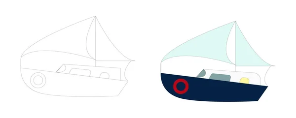 Sailboat Cartoon Vector Illustration Isolated — Stock Vector