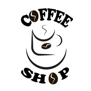 Kahve dükkanının logosu - harfler - kahve fincanı - vektör illüstrasyonu izole edildi