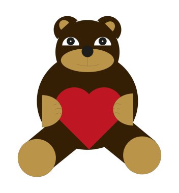 Kalbi olan sevimli oyuncak ayı yavrusu - karikatür - vektör çizimi izole edildi