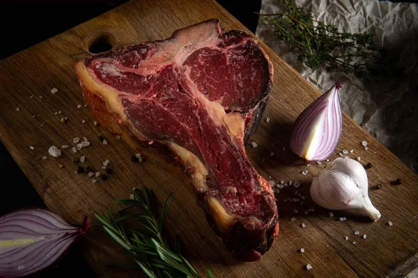 Raw Aged Beef Steak Steak Porterhouse Cuisson Steak Boeuf — Photo
