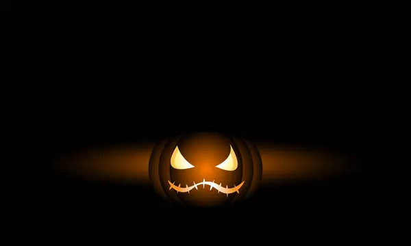Ilustración Una Calabaza Naranja Sobre Fondo Negro Calabaza Halloween — Vector de stock