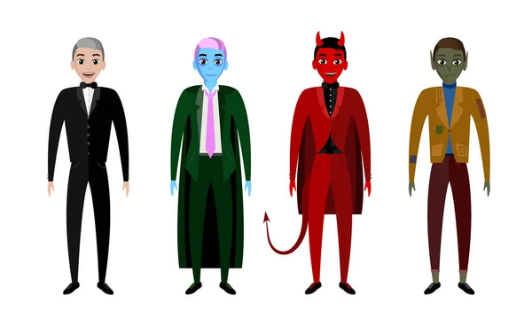 Illustration Garçons Monstre Halloween Halloween Peuple Dessin Animé Illustration Garçons — Image vectorielle