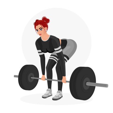 Spor salonunda spor yapan güzel bir kızın tasviri. Fitness kızı. Spor kızı..